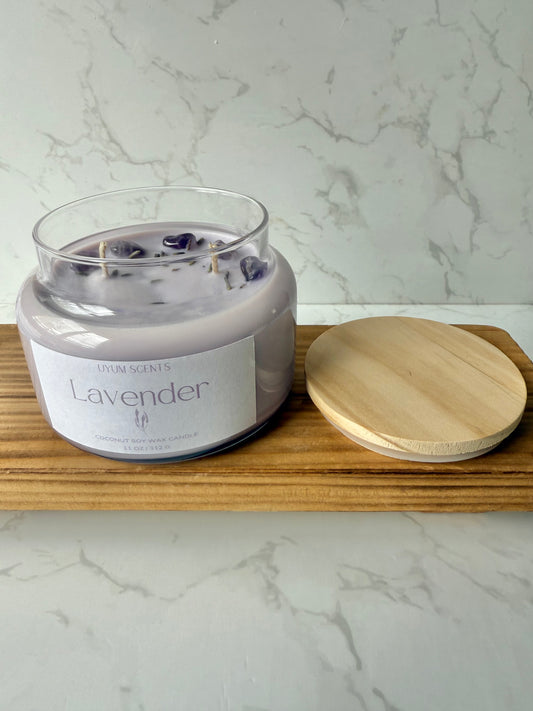 Lavender Candle With Amethyst Crystals